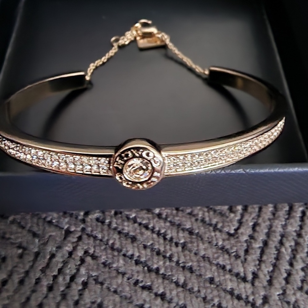 Coach Signature Logo Crystals Chain Cuff Bracelet NWT
